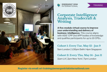 Corporate Intelligence Analysis, Tradecraft and Writing – Virtual